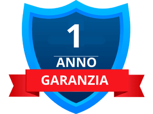 Scudo di garanzia blu con testo &#039;1 Anno Garanzia&#039; su nastrino rosso per Auto Occasioni Milano